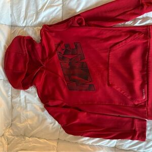 Nike Red Hoodie with Black Graphic Logo